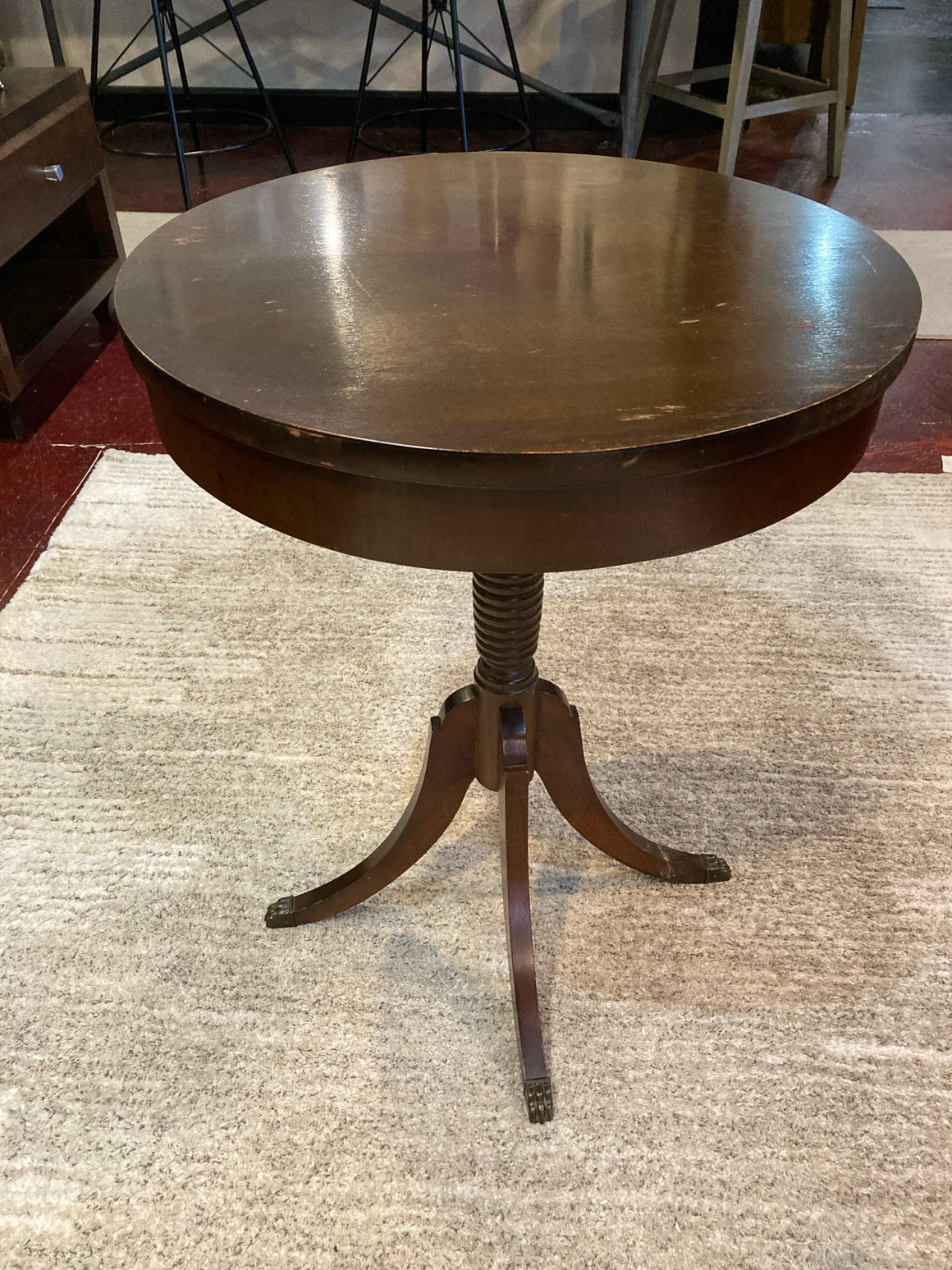 Side Wood Round As Is Brown Table