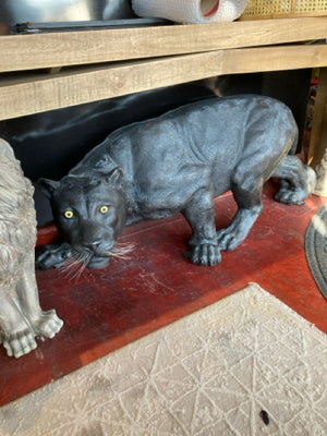 Indoor/Outdoor Black Resin Panther Sculpture