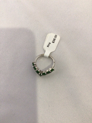Sterling Silver Green Chevron Ring
