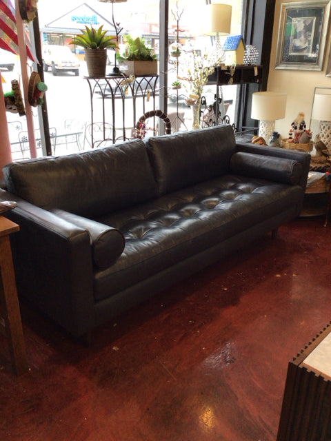 Poly & Bark Modern Leather Navy Sofa/Couch AJJ2QZ89