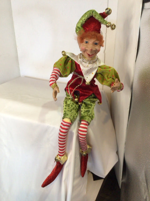 Figure Red/Green Fabric Elf Holiday Item