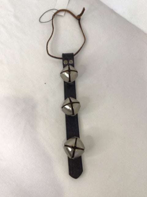 Christmas Brown/Silver Leather Bells Holiday Item