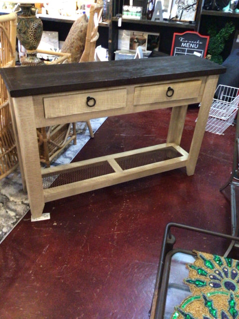 Console Wood 2 Drawers Cream/Brown Table