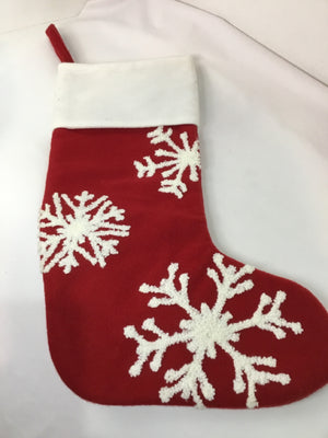 Stocking Red Felt Snowflake Holiday Item