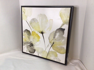 Yellow/White Canvas Flowers Pair Framed Art