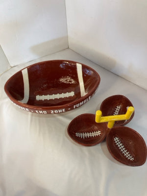 Boston Warehouse Football Brown Ceramic Pair Bowl Set