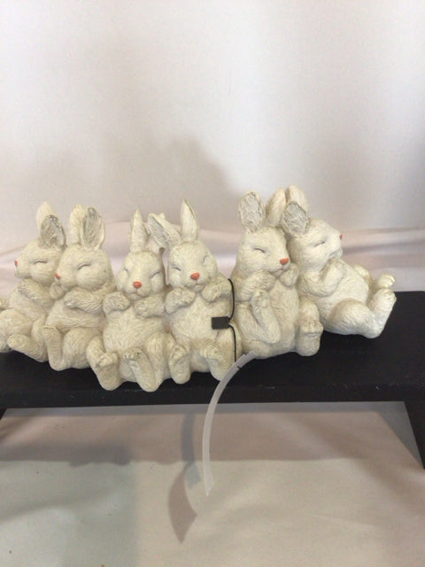 Easter White Resin Bunnies Figurine