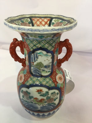 Oriental Orange/White Ceramic Imari Vase