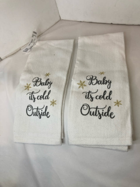 Pair White Cotton Christmas Holiday Item