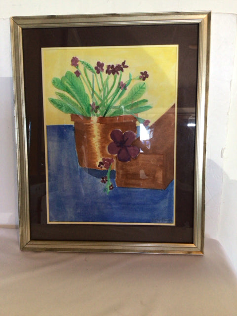 Still Life Blue/Yellow Flower Framed Art