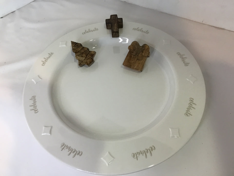 Thirty One Platter White Plastic Celebrate Holiday Item