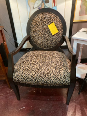 Upholstered Leopard Shield Back Black Chair