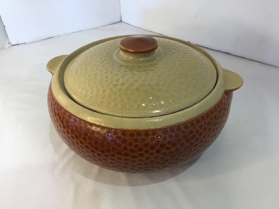 Watt Pottery 1930's Orange Pottery Lidded Baking Access.