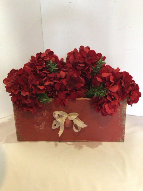 Faux Red Flowers In Box Holiday Item