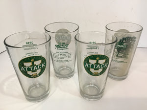 Ohio University Set of 4 Green Glass Bobcat Glasses