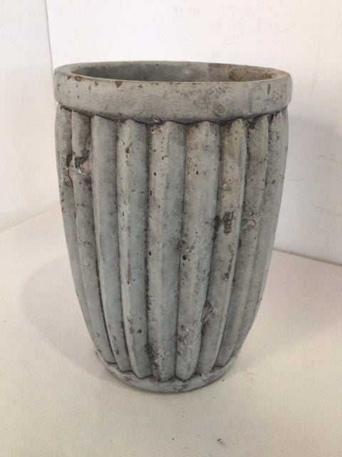 Gray Ceramic Ribbed Planter