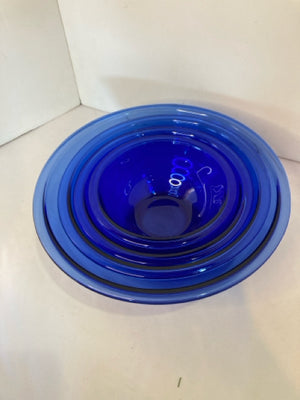 Pyrex Nesting Blue Glass Mixing Bowl Set