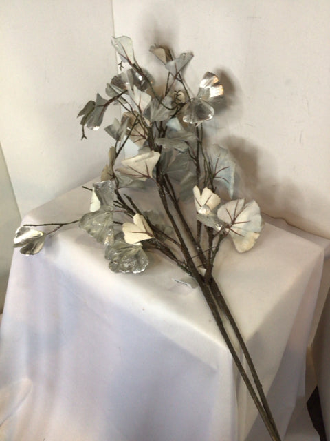 Silver Ginko Leaves Faux Flowers