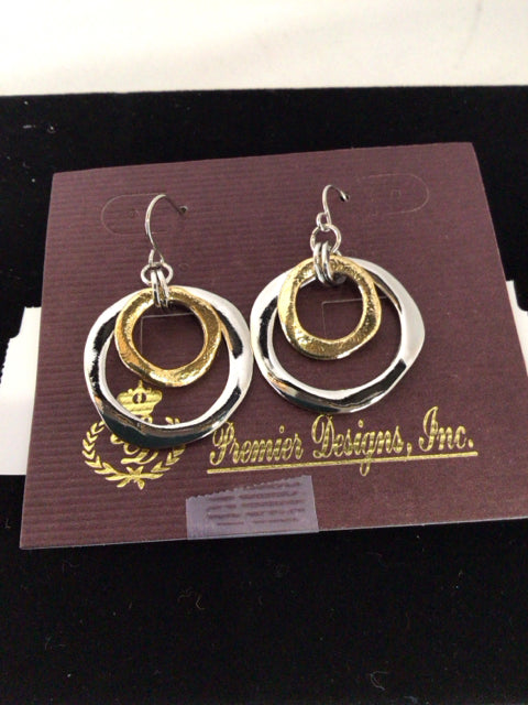 Premier Designs Silver/Gold Circles Earrings