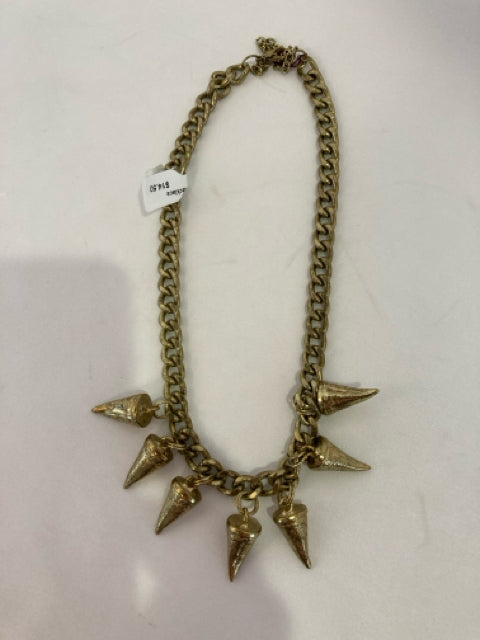 Antiqued Gold Spikes Necklace