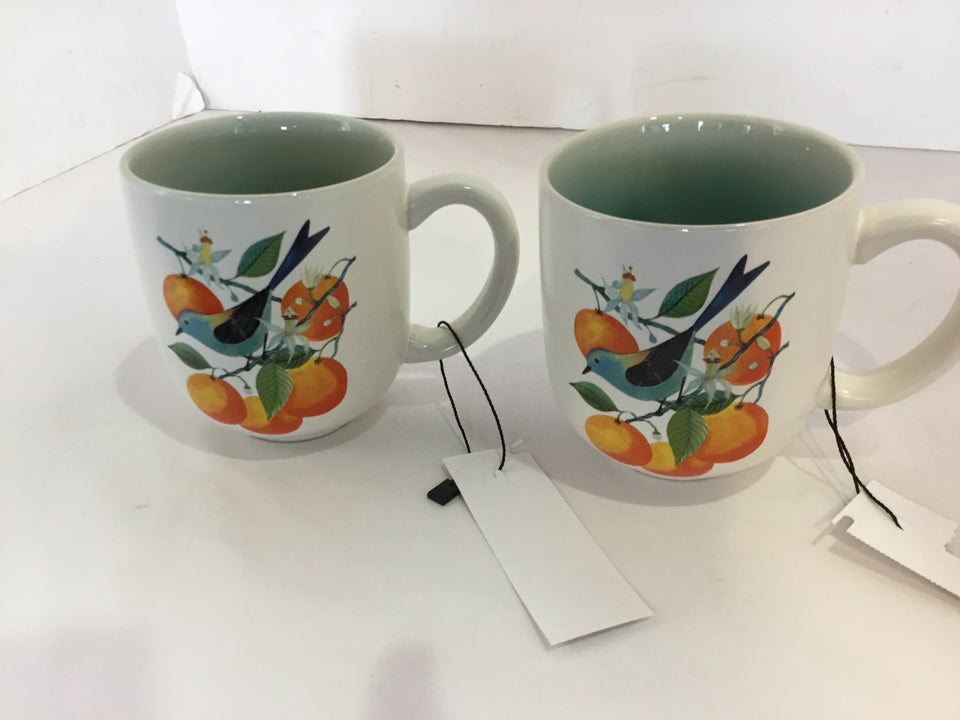 HALLMARK White/Multi Ceramic Birds Mug Set