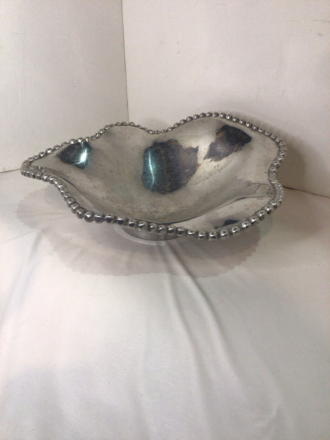 Art Deco Silver Aluminum Wavy Bowl