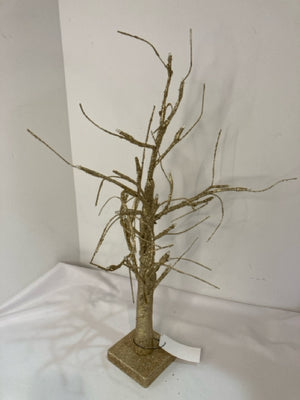 Tree Gold Paper Mache Glitter Pre-Lit Holiday Item