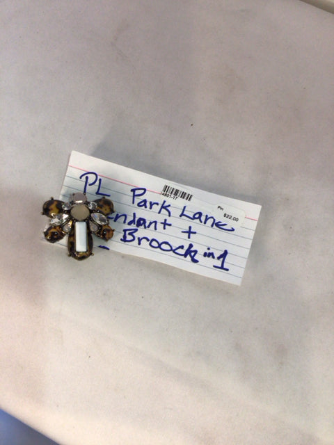 Pl Park Lane Brown/White Crystal Pin
