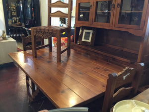 Rustic Dining Wood 4 Chairs Brown Table