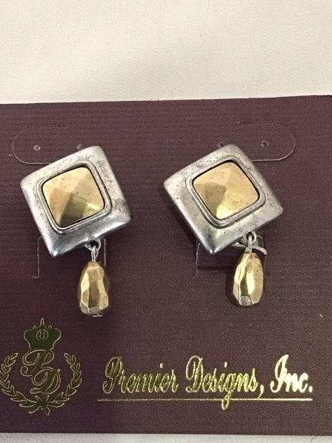 Premier Designs Silver/Gold Square Earrings
