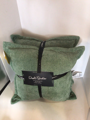 Dwell Studios Pair Green Chenille NEW Pillow Set