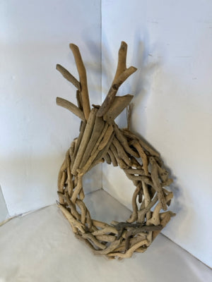 Wreath Brown Driftwood Reindeer Holiday Item