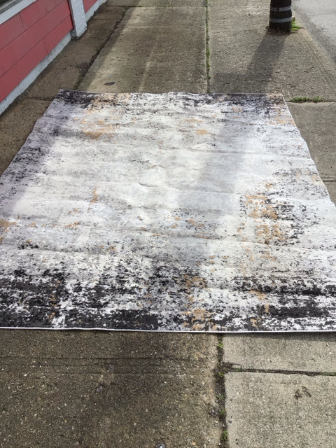 Modern Synthetic Black/Yellow Rug