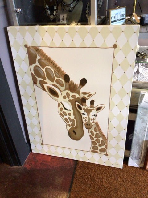 Brown/Cream Giraffe Stretch Canvas Art
