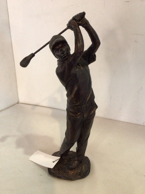 Brown Resin Golfer Figurine