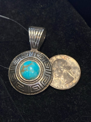 Sterling Silver Turquoise Round Pendant