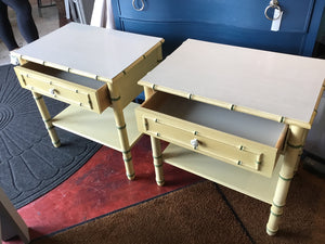 Thomasville Pair Bamboo 1 drawer Yellow Nightstands