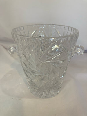 Vintage Clear Cut Glass Ice Bucket