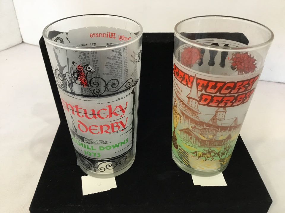 Set of 2 Multi Glass Kentucky Derby Glasses