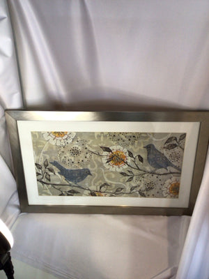 Z Gallerie Print Silver/Blue Birds Tree Framed Art