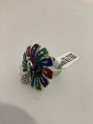 Multi-Color Peacock Enamel Ring
