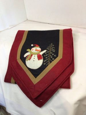 Christmas Red/Black Felt Table runner Snowman Holiday Item