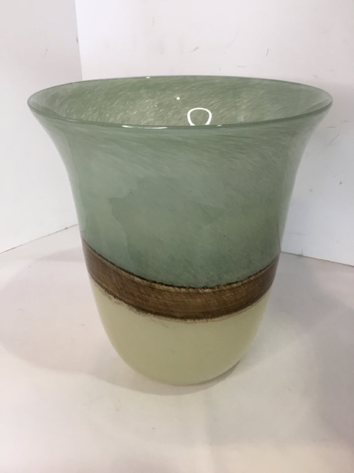 Partylite Blue/Brown Glass Vase