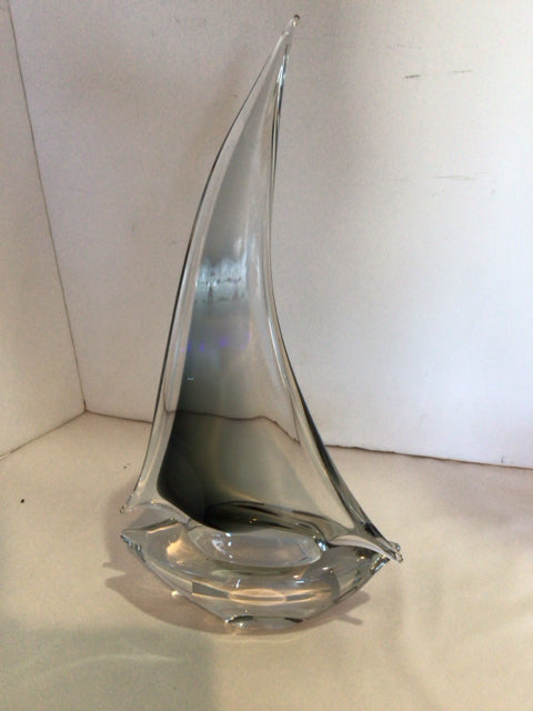 Clear Glass Sailboat Sculpture