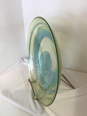 Decorative Blue/Green Glass On Stand Bowl