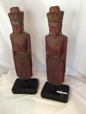 Oriental Red Wood Pair Statue