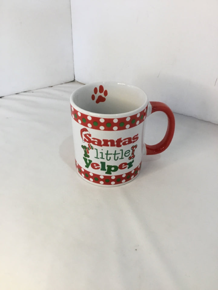 Mug White/Red Christmas Dog Holiday Item