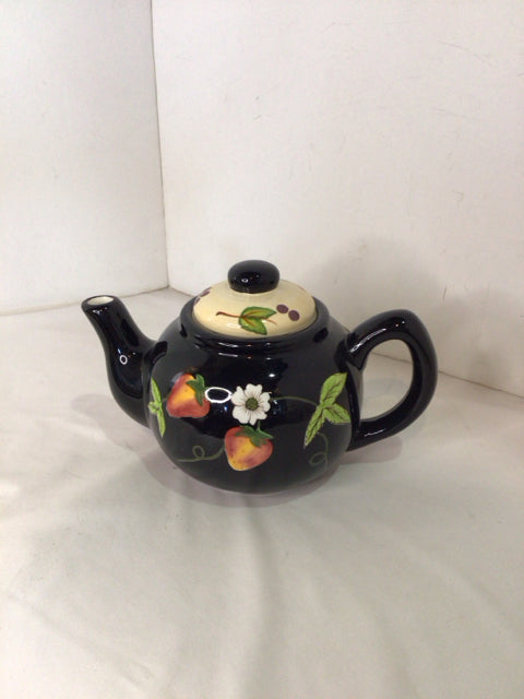 Jay Import Black Ceramic Fruit Tea Pot