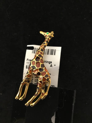 Vintage Metal Gold/Brown Giraffe Pin