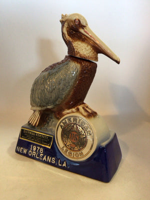 Davies County Cream/Blue Ceramic Pelican Decanter